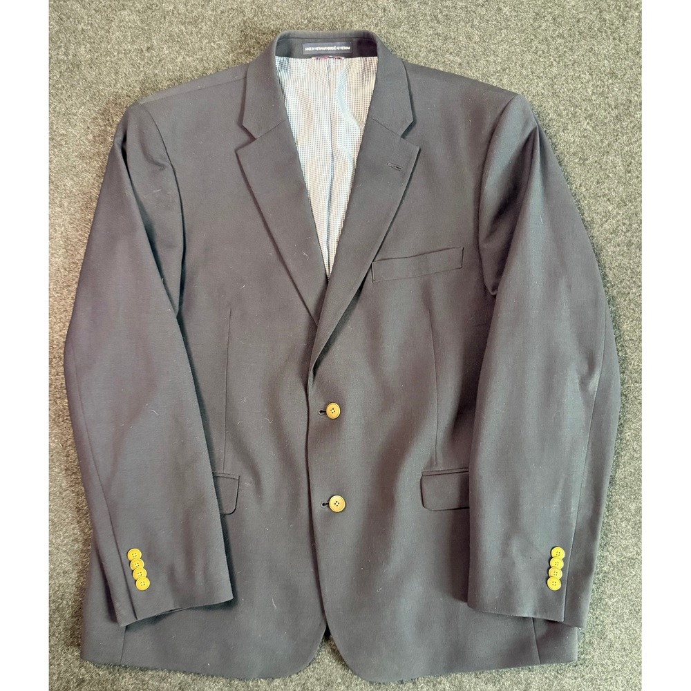 Modern Tommy Hilfiger Mens 44S Navy Blue Wool Blend Blazer Bronze Buttons Coat